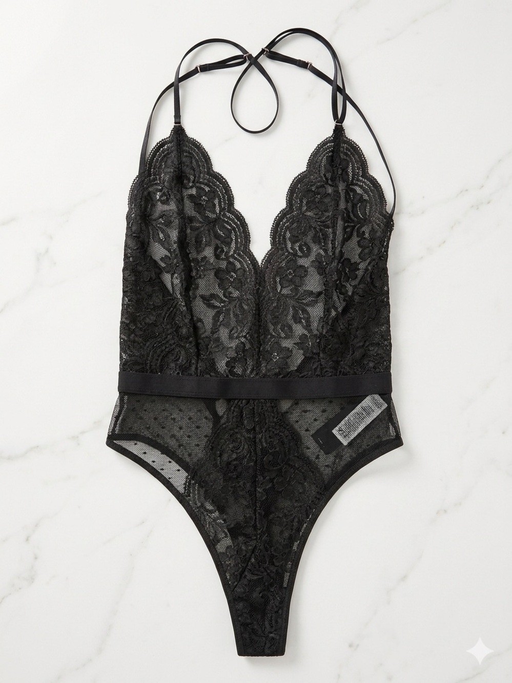 In Bloom by Jonquil "Magnolia" Dot Mesh & Lace Thong Teddy XS NWOT